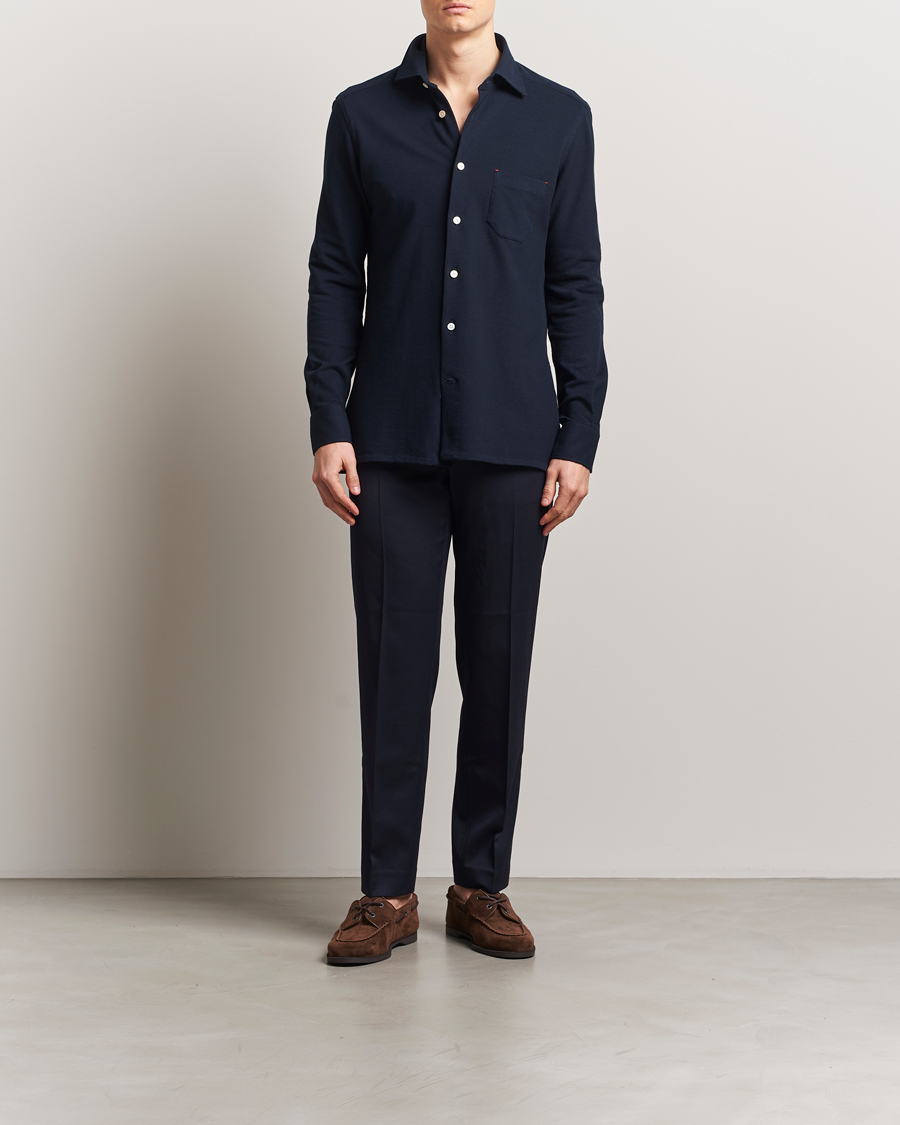 Men | Shirts | Kiton | Jersey Piquet Shirt Navy