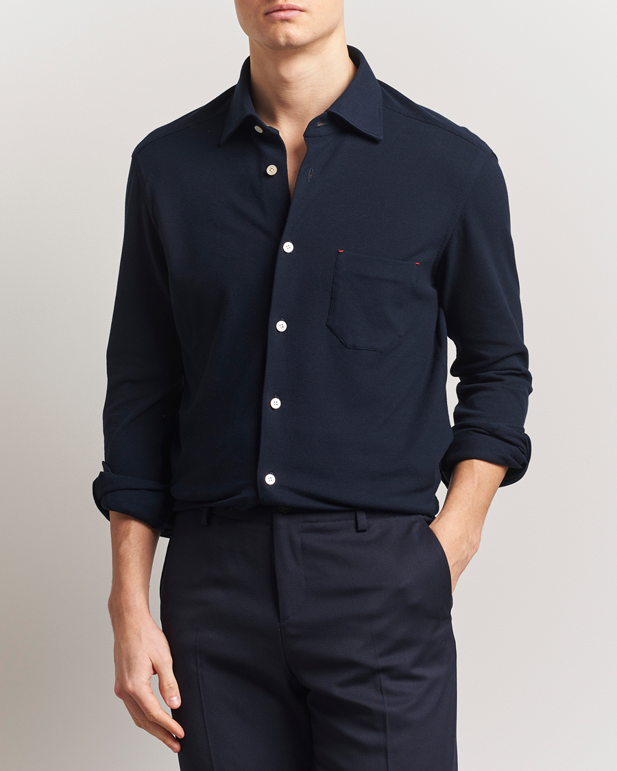 Men | Shirts | Kiton | Jersey Piquet Shirt Navy