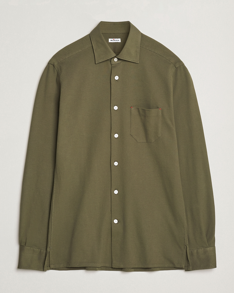 Men | Shirts | Kiton | Jersey Piquet Shirt Militare