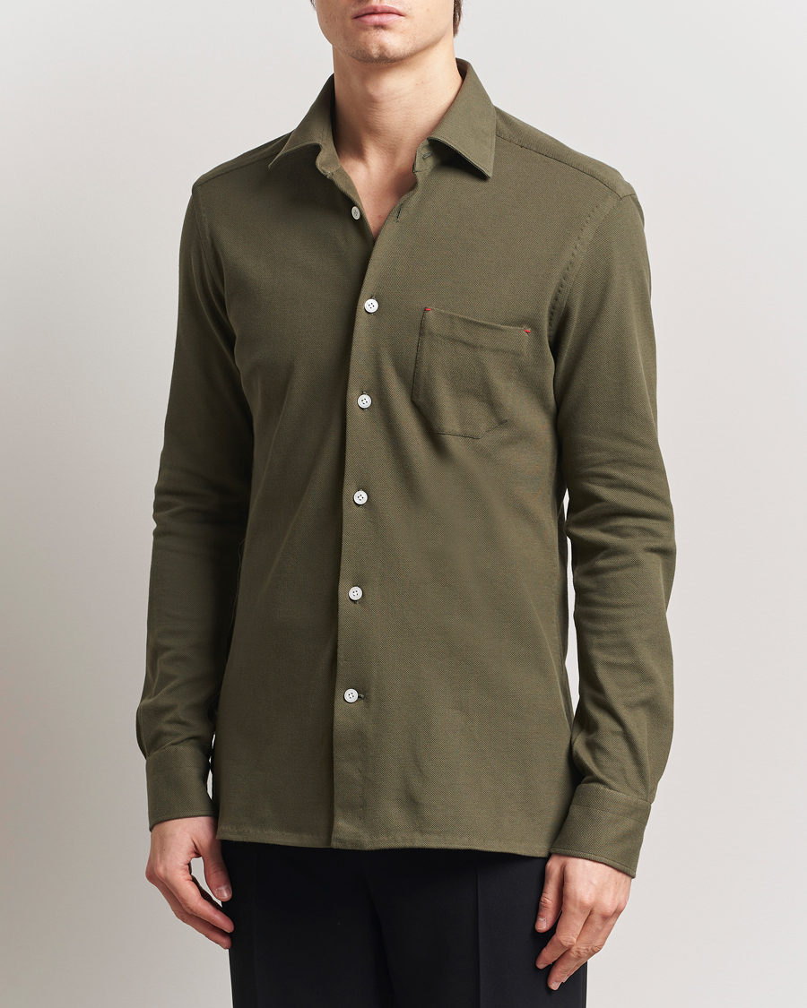 Men | Shirts | Kiton | Jersey Piquet Shirt Militare