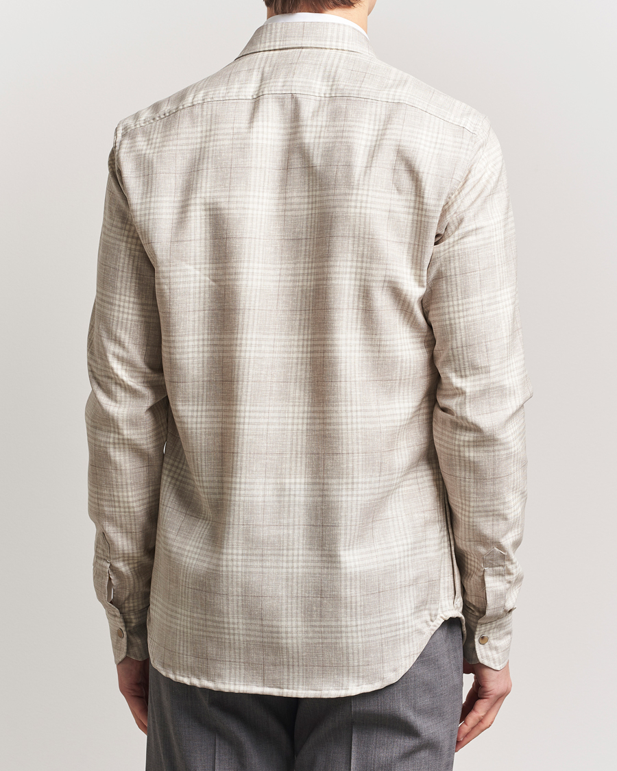 Men | Shirts | Kiton | Virgin Wool Check Overshirt Beige