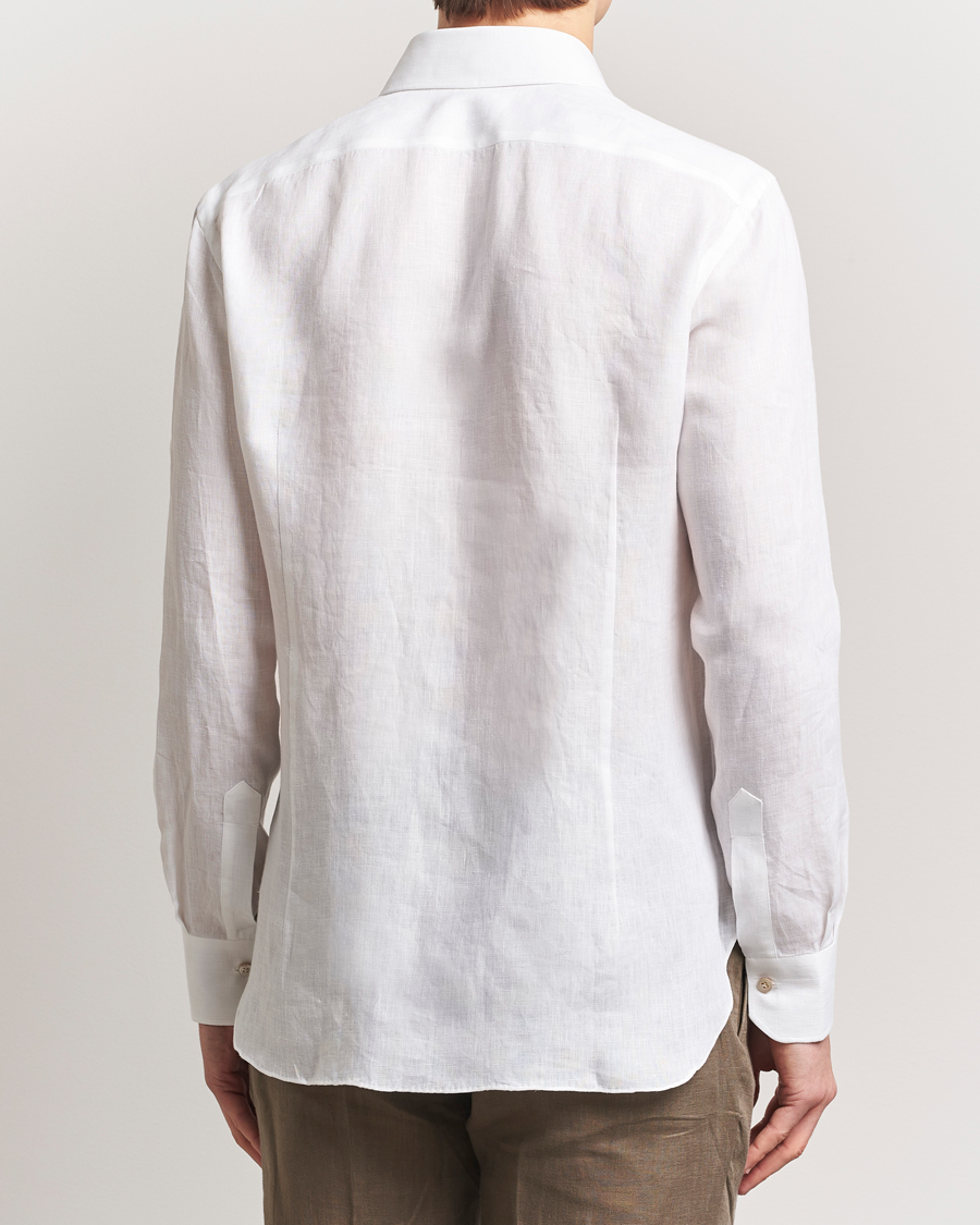 Men | Shirts | Kiton | Linen Sport Shirt White
