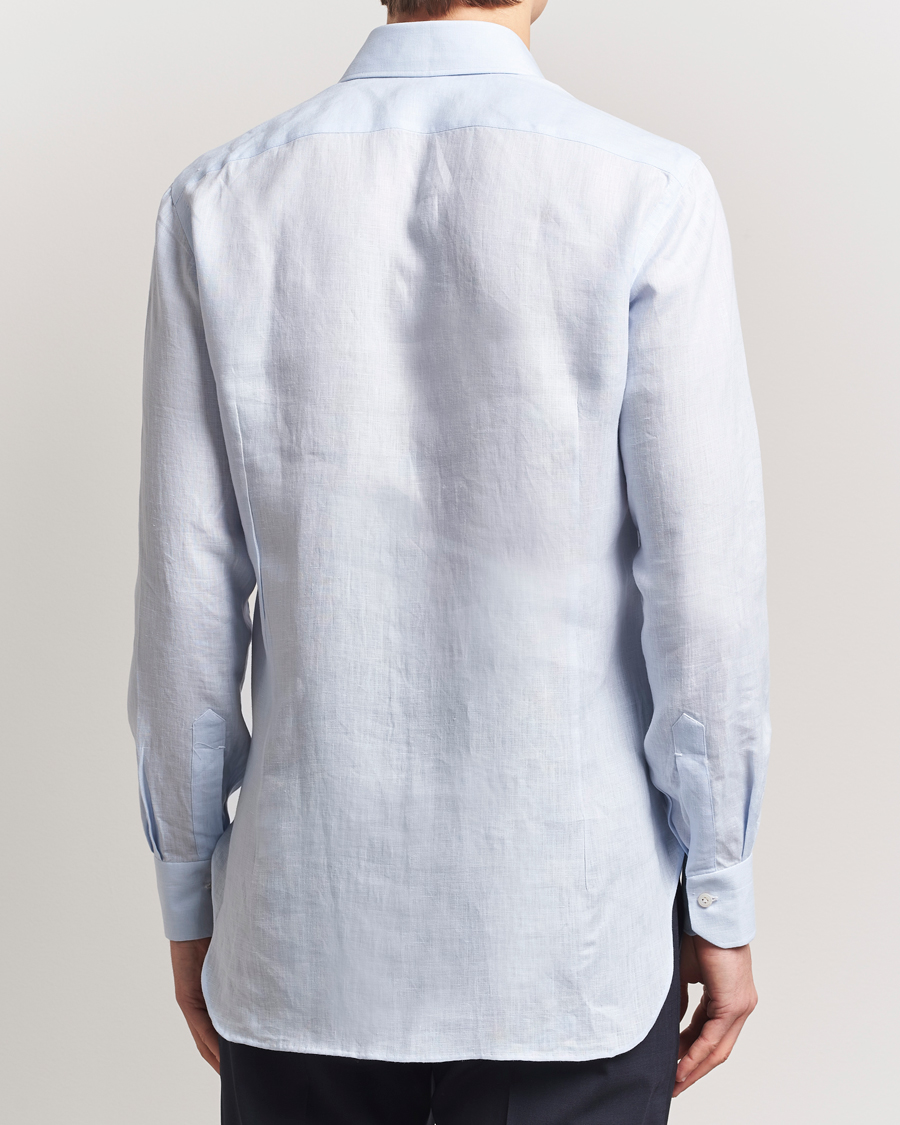 Men | Shirts | Kiton | Linen Sport Shirt Light Blue