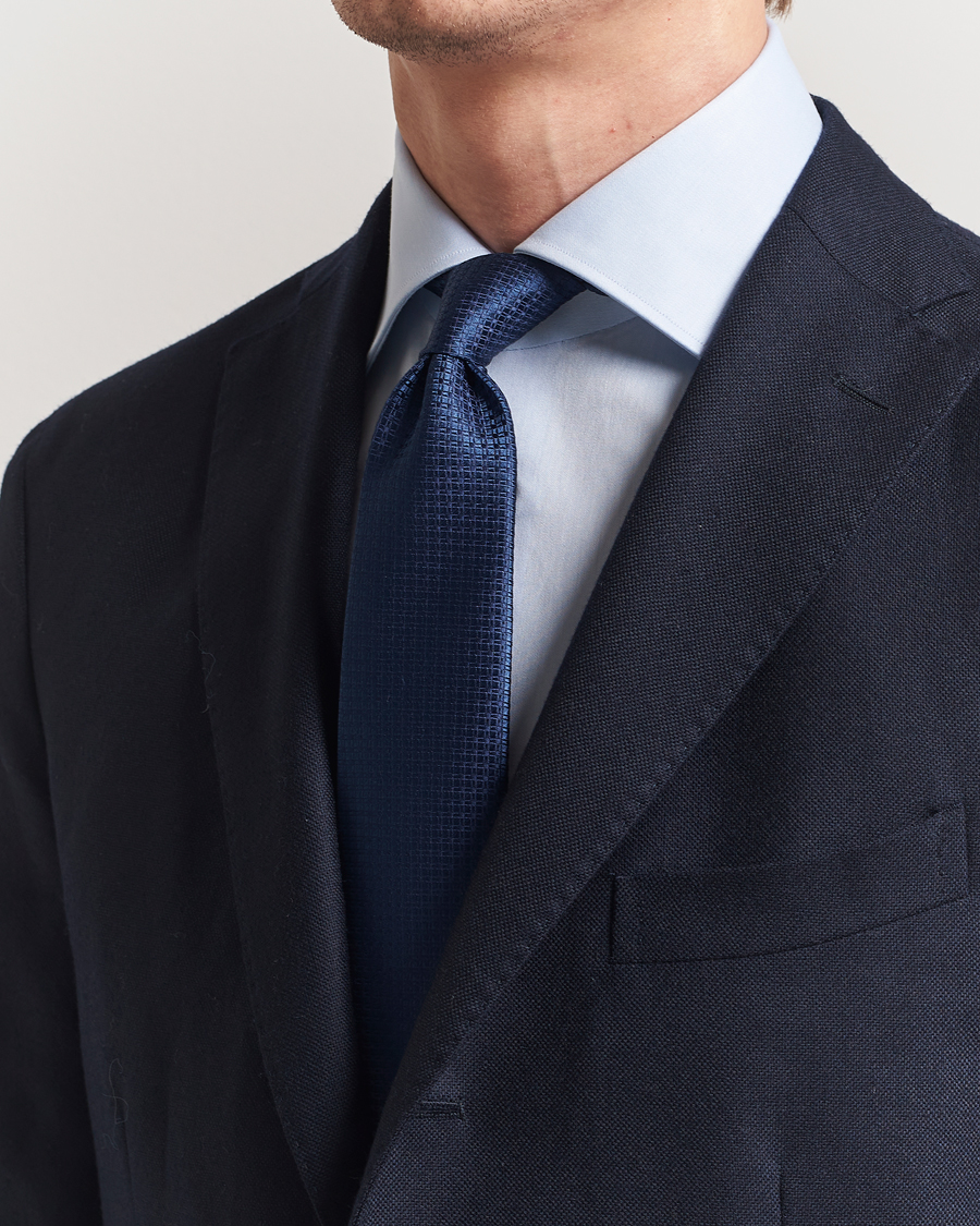 Men | Ties | Kiton | Structured Silk Tie Navy