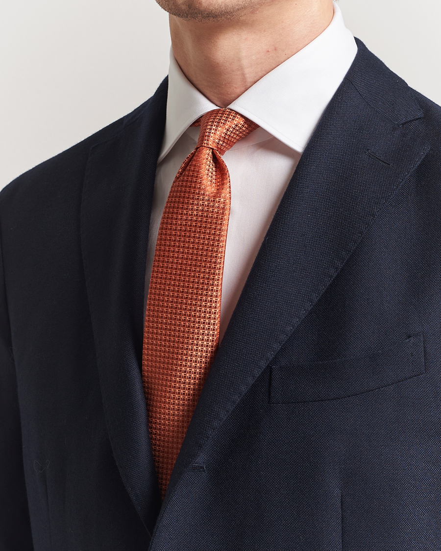 Men | Ties | Kiton | Structured Silk Tie Orange