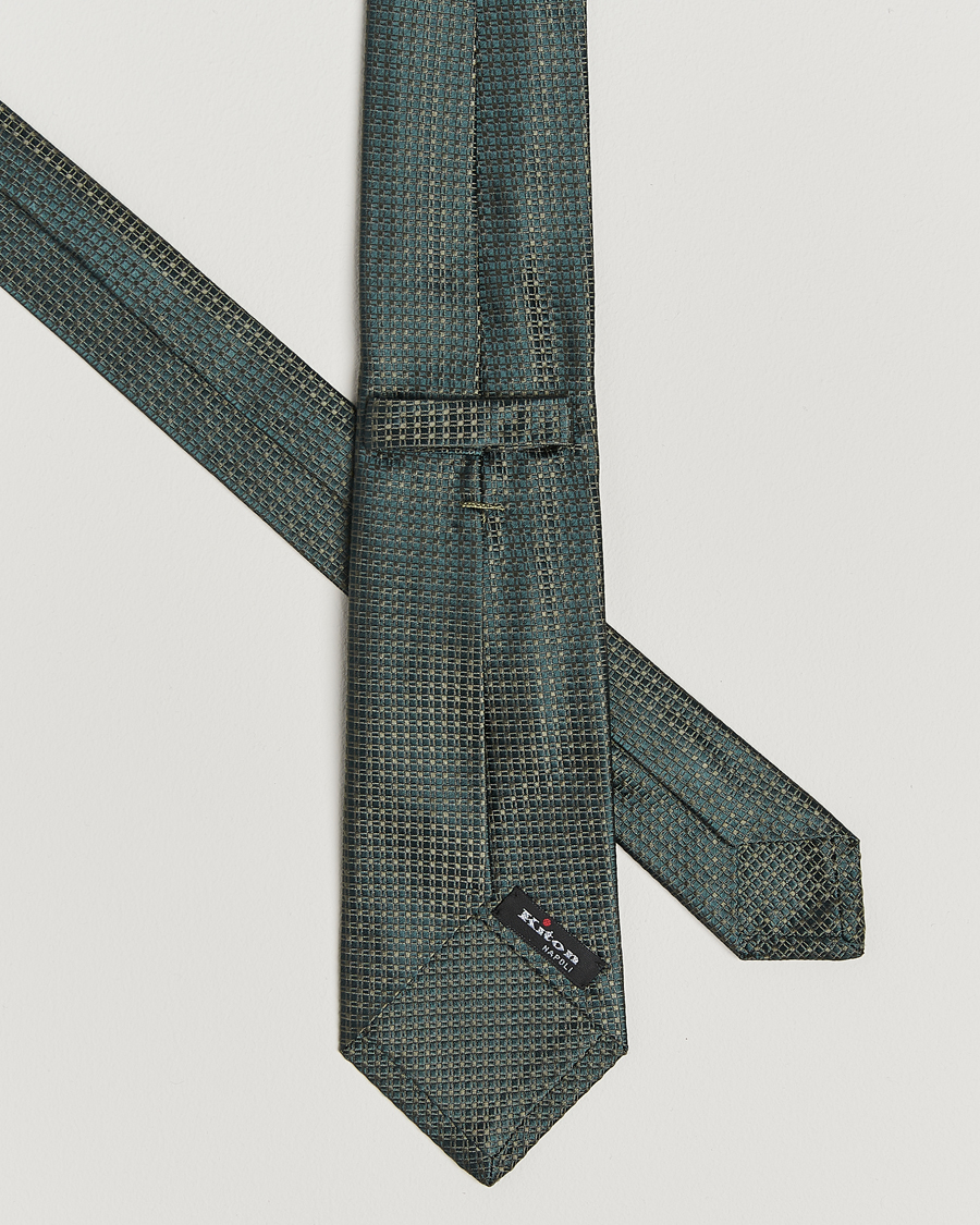 Men | Ties | Kiton | Structured Silk Tie Dark Green