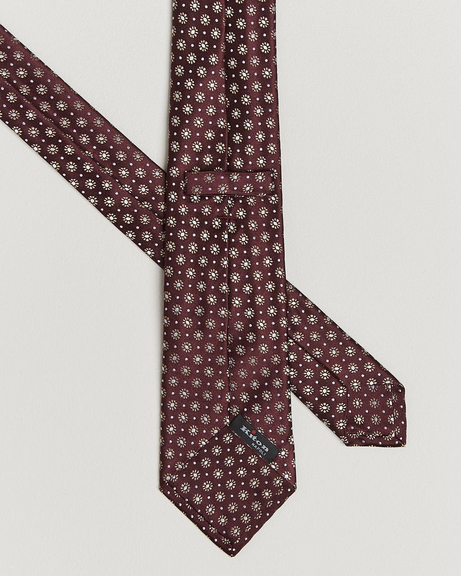 Men | Ties | Kiton | Flower Jacquard Silk Tie Brown
