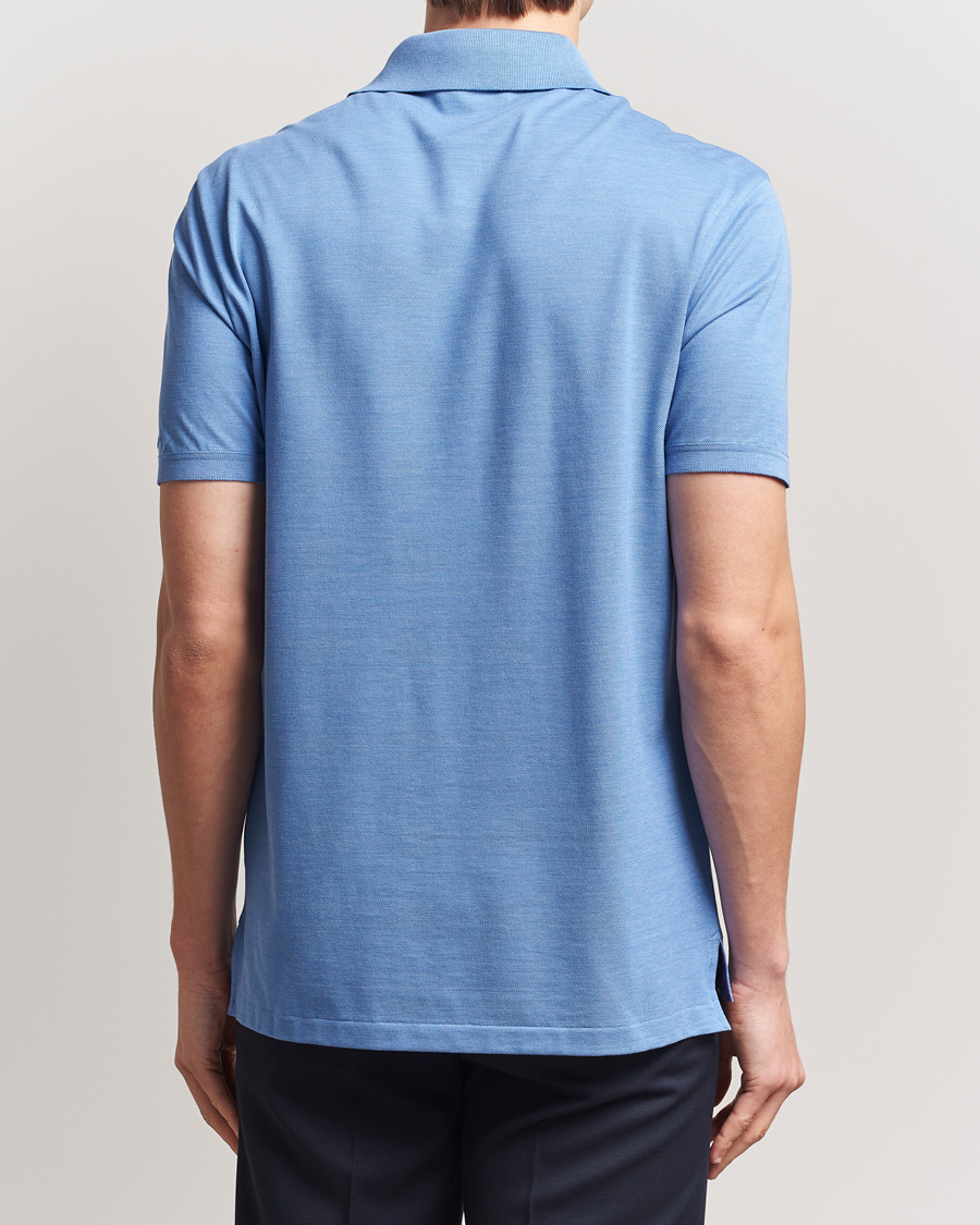 Men | Polo Shirts | Ralph Lauren Purple Label | Cotton/Silk Short Sleeve Polo Cornflower