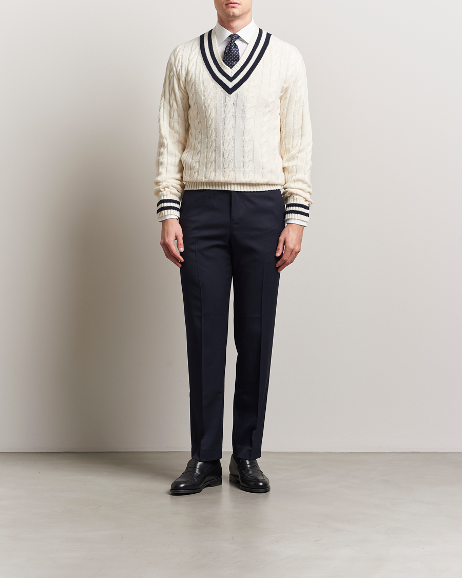 Men | Sweaters & Knitwear | Ralph Lauren Purple Label | Cashmere Crickett Sweater Cream
