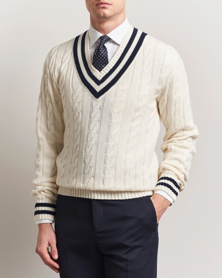 Men | Sweaters & Knitwear | Ralph Lauren Purple Label | Cashmere Crickett Sweater Cream