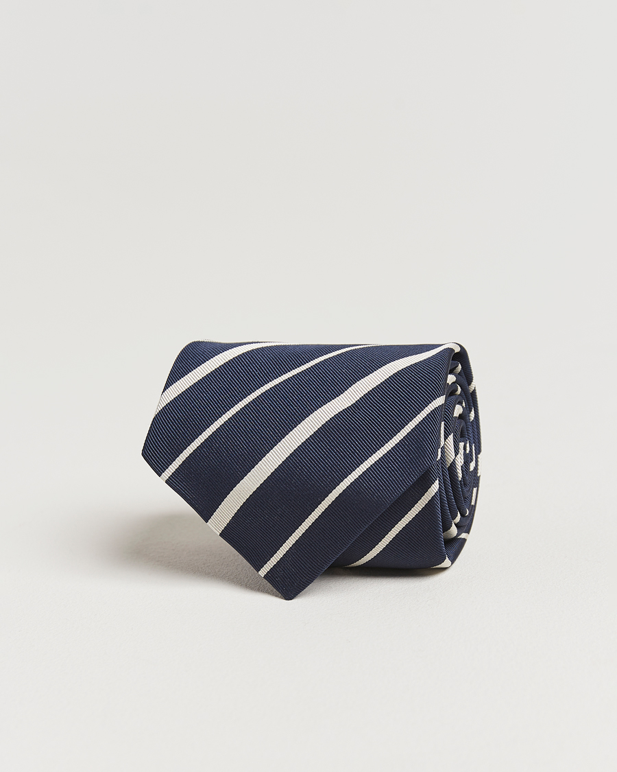Men | Ralph Lauren Purple Label Repp Stripe Silk Tie Navy | Ralph Lauren Purple Label | Repp Stripe Silk Tie Navy