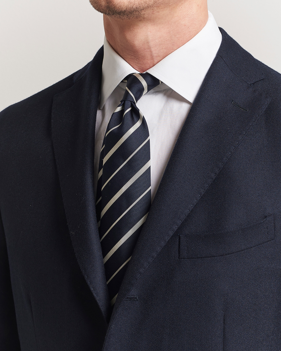 Men | Ralph Lauren Purple Label Repp Stripe Silk Tie Navy | Ralph Lauren Purple Label | Repp Stripe Silk Tie Navy