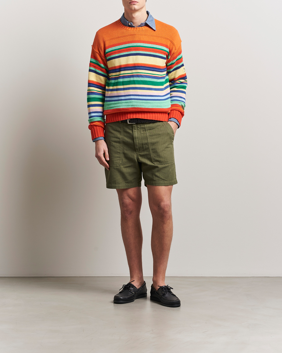 Men | Shorts | Drake's | Fatigue Cotton Shorts Olive