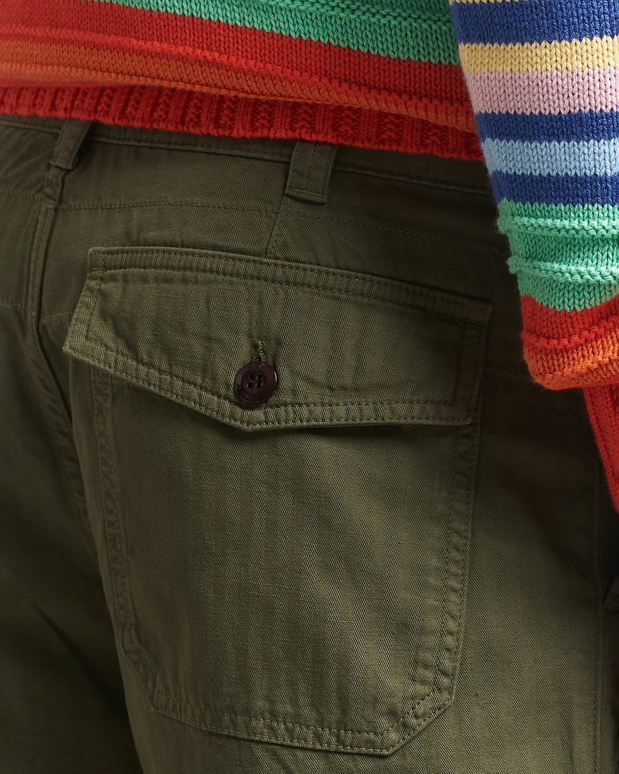 Men | Shorts | Drake's | Fatigue Cotton Shorts Olive