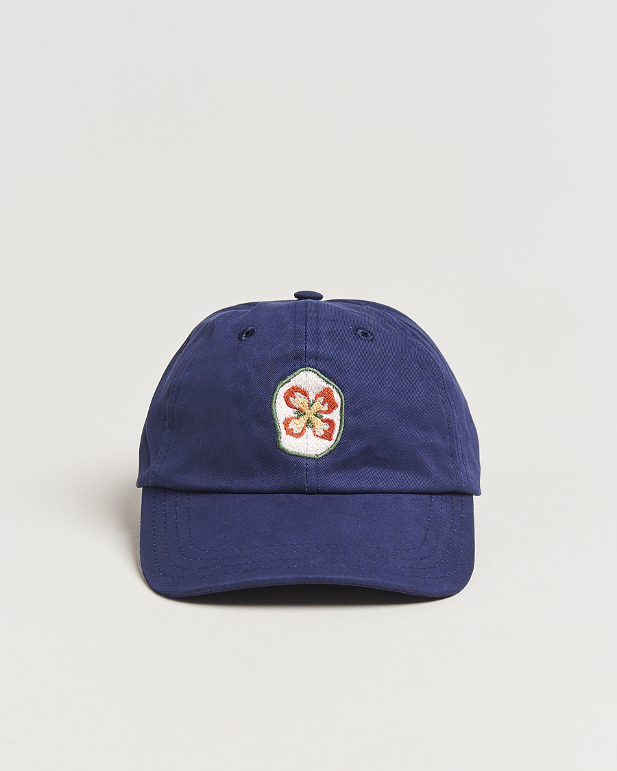 Men | Hats & Caps | Drake's | Petal Flower Baseball Cap Navy