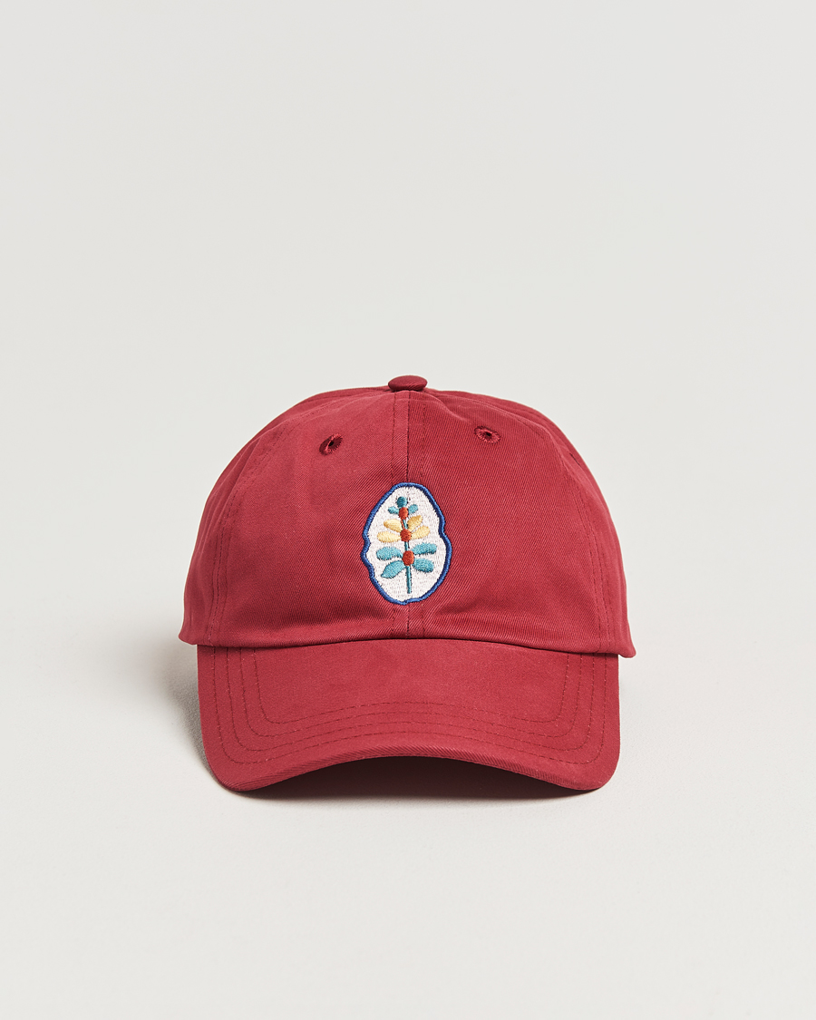 Men | Hats & Caps | Drake's | Stem Flower Baseball Cap Maroon