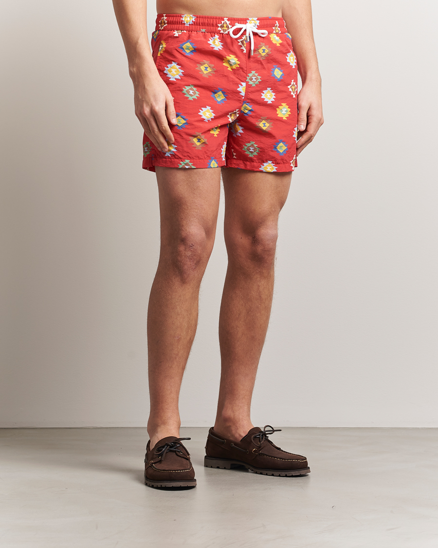 Men | Swimwear | Drake's | Kelim Drawstring Swimshorts Red