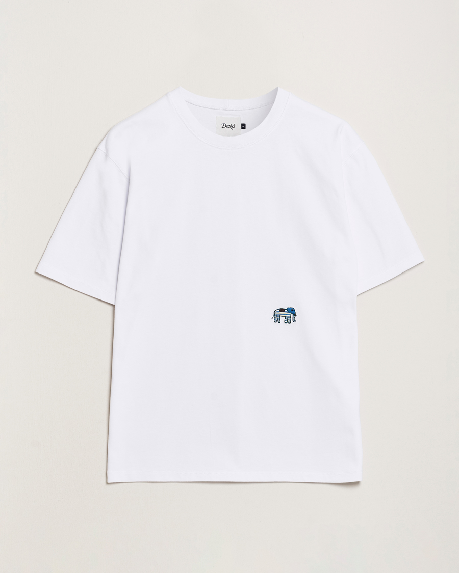 Men | T-Shirts | Drake's | Elephant Graphic Print Hiking T-Shirt Ecru