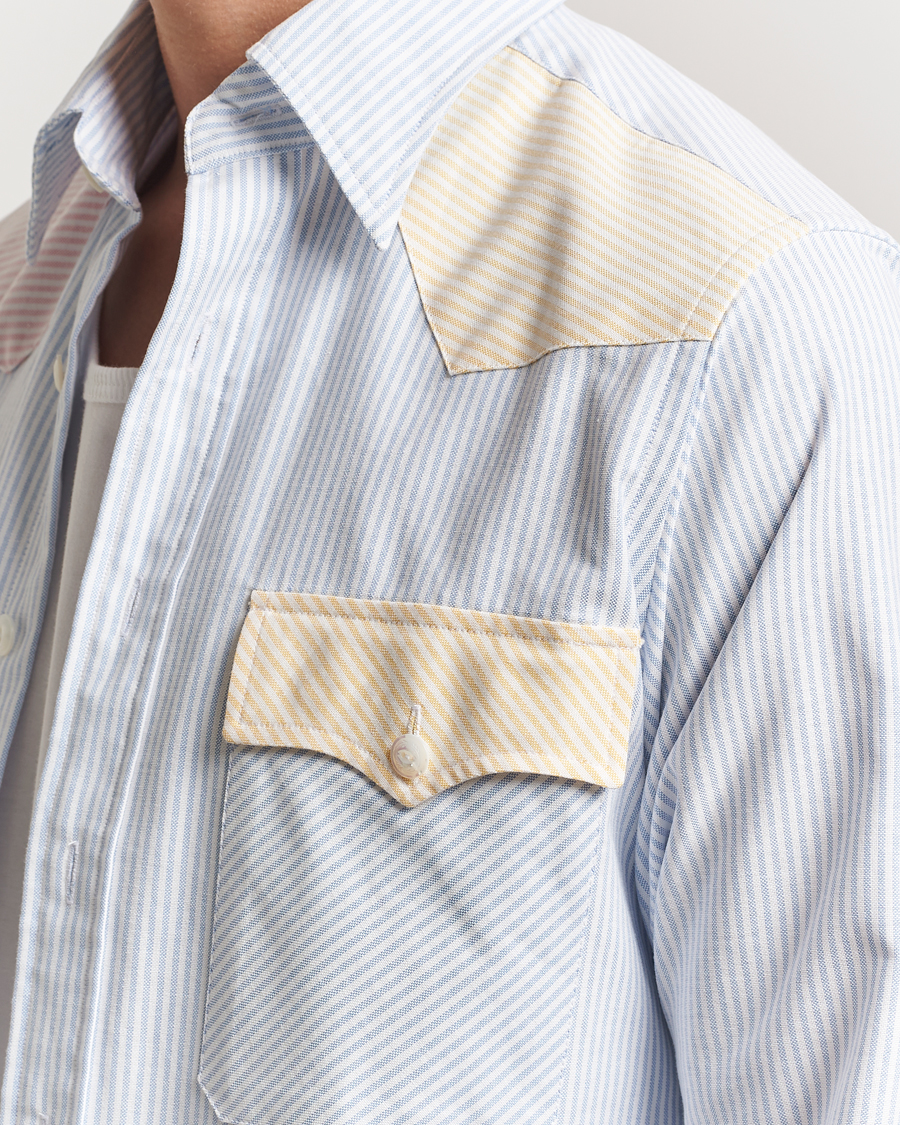 Men | Shirts | Drake's | Oxford Stripe Western Fun Shirt Light Blue