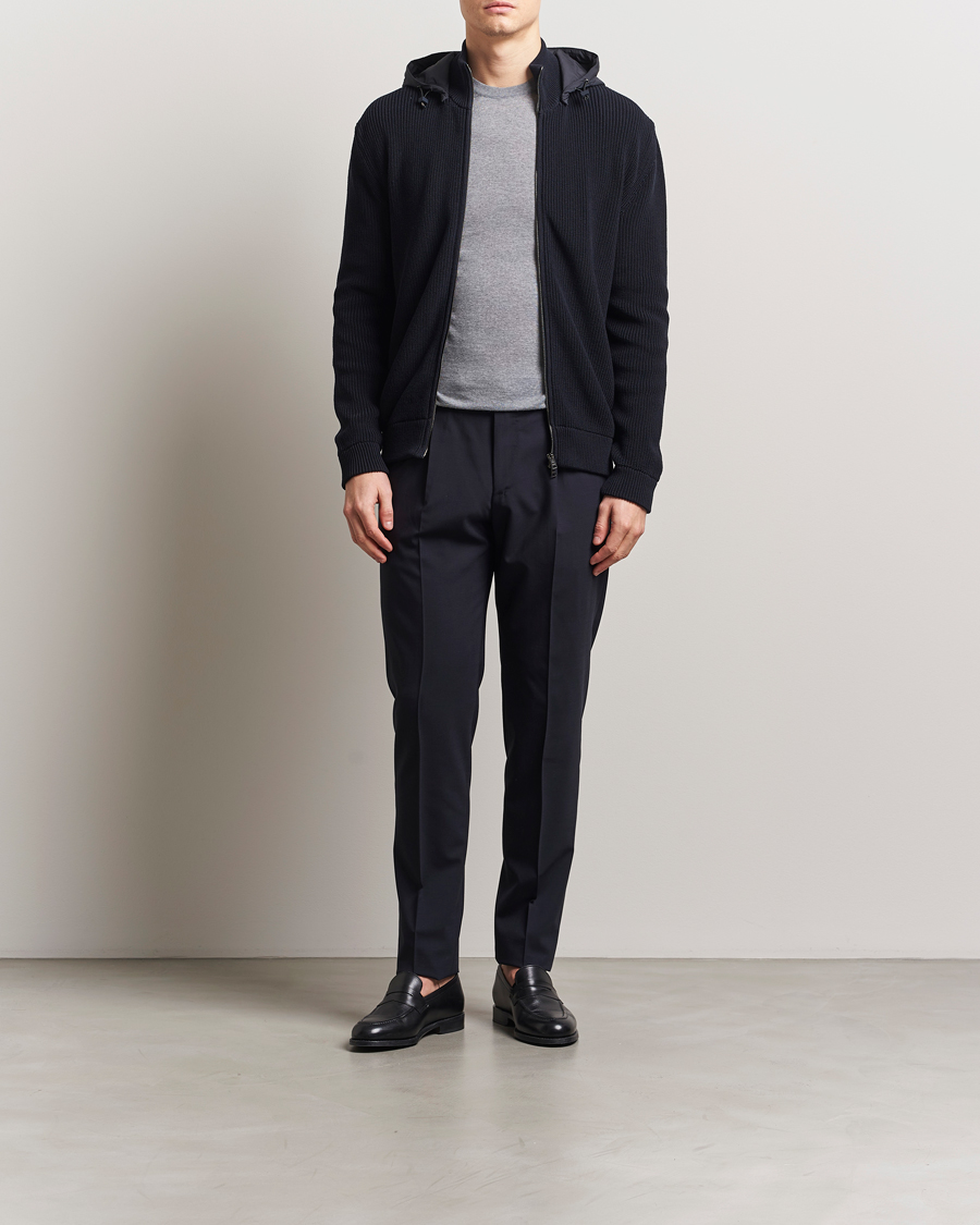 Men | Coats & Jackets | Herno | Cotton Knit Hybrid Jacket Navy