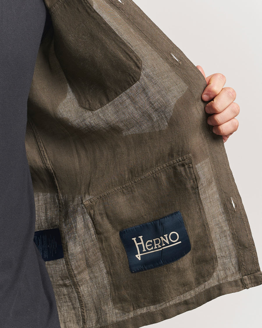 Men | Coats & Jackets | Herno | Linen Safari Jacket Military