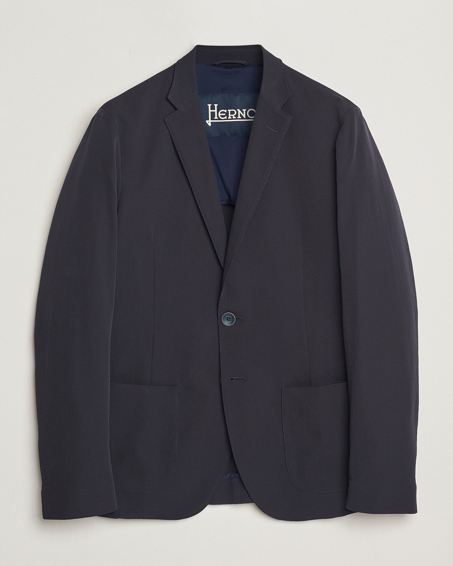 Men | Blazers | Herno | Seersucker Blazer Navy