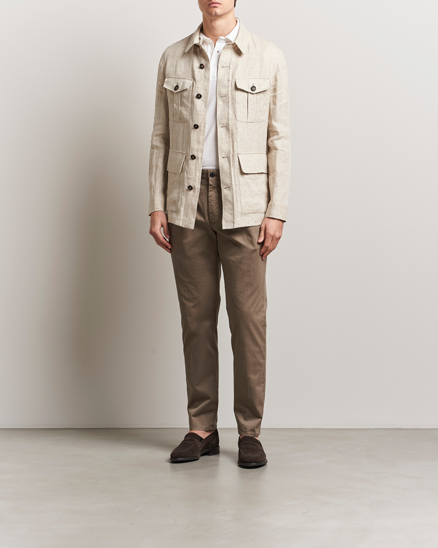 Men | Trousers | Incotex | Tapered Fit Pleated Slacks Brown