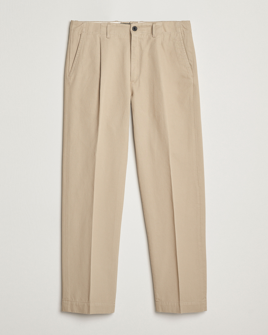 Men | Trousers | Incotex | Regular Fit Uniform Cotton Slacks Beige