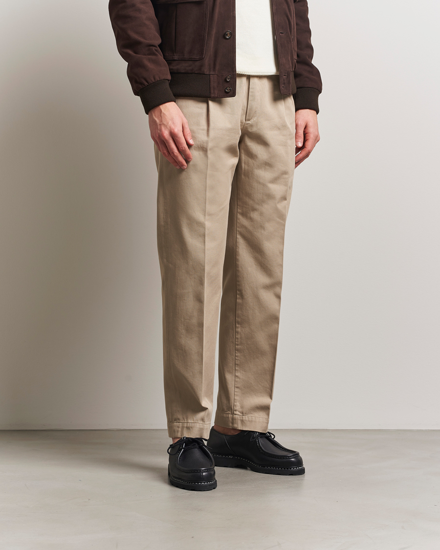 Men | Trousers | Incotex | Regular Fit Uniform Cotton Slacks Beige