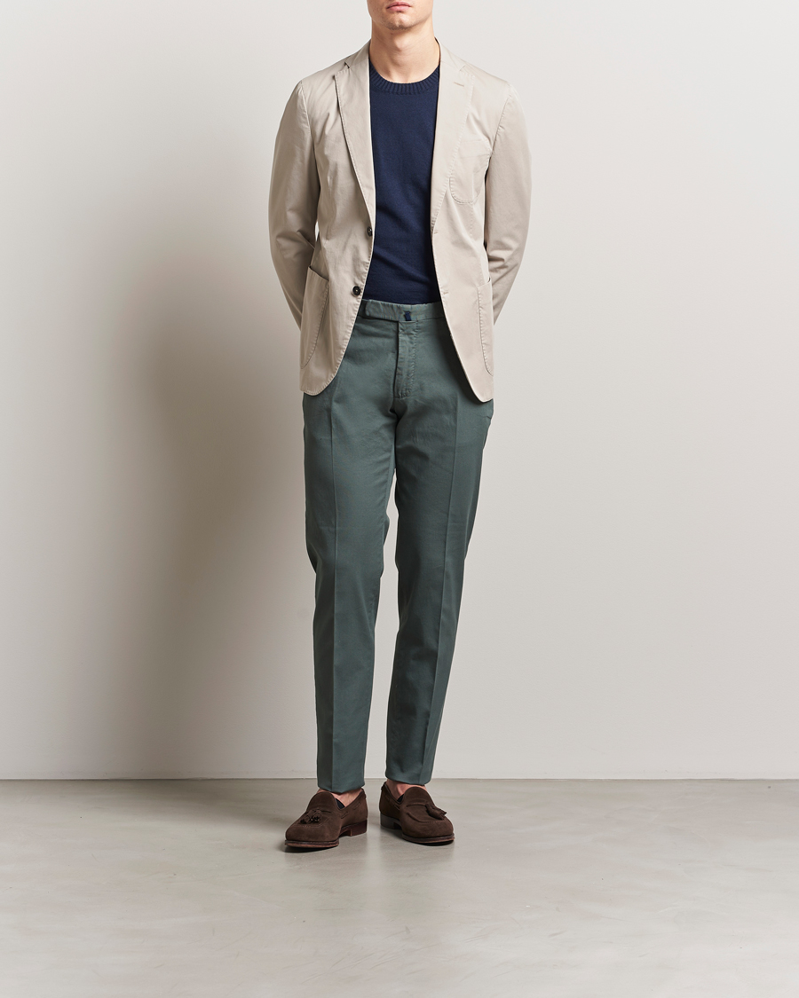 Men | Trousers | Incotex | Slim Fit Micro Structure Cotton Chinos Green