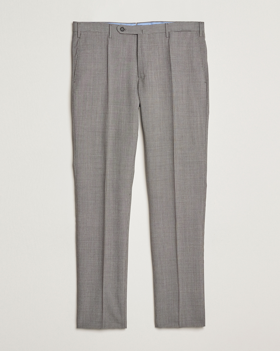 Men | Trousers | Incotex | Slim Fit Micro Houndstooth Wool Trousers Light Grey