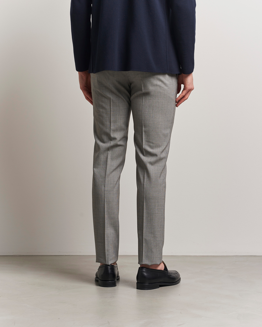 Men | Trousers | Incotex | Slim Fit Micro Houndstooth Wool Trousers Light Grey