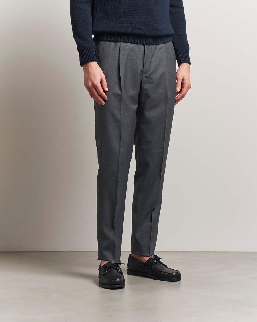 Men | Trousers | Incotex | Drawstring Super 100s Wool Pants Medium Grey