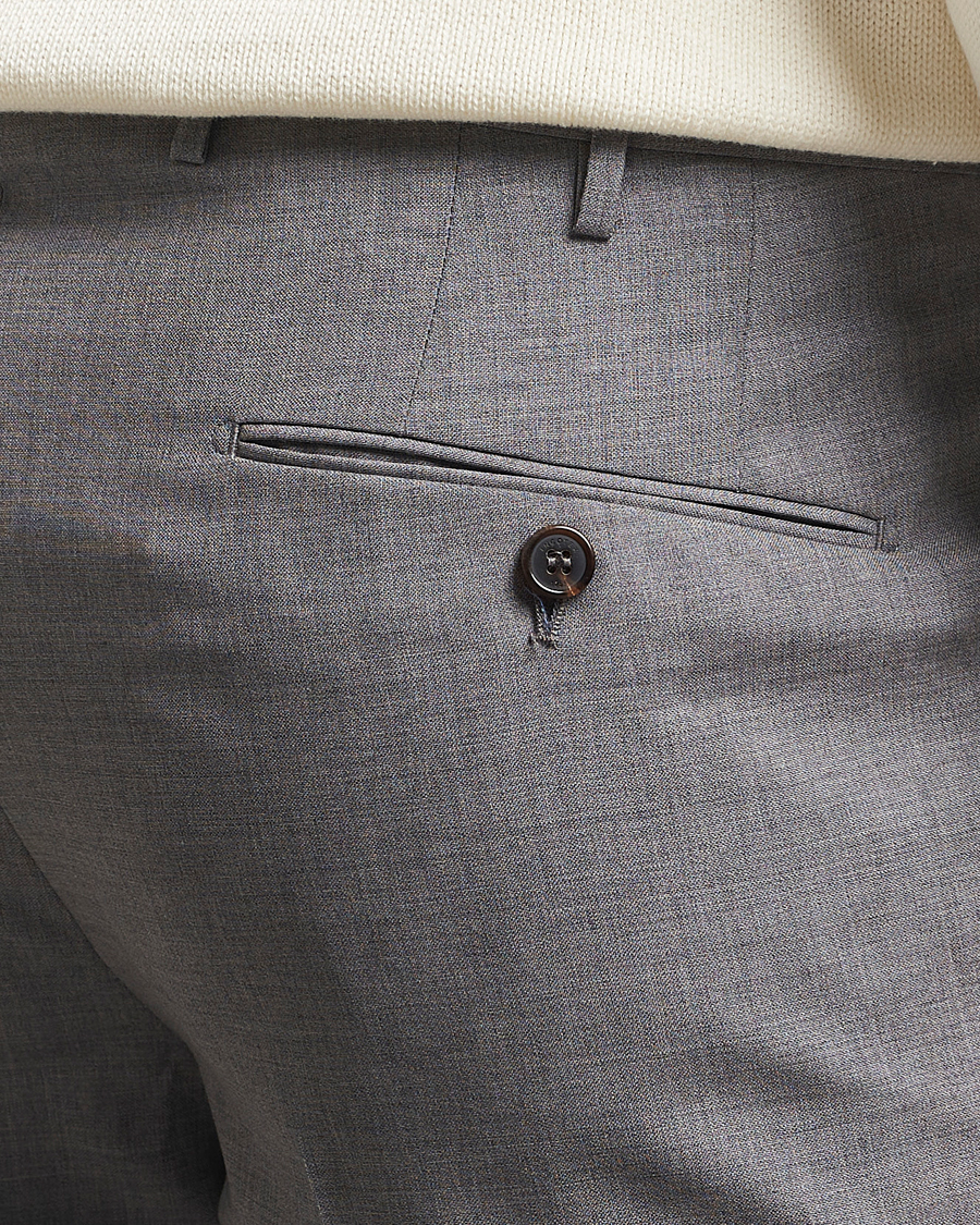 Men | Trousers | Incotex | Slim Fit Super 100s Wool Trousers Light Grey