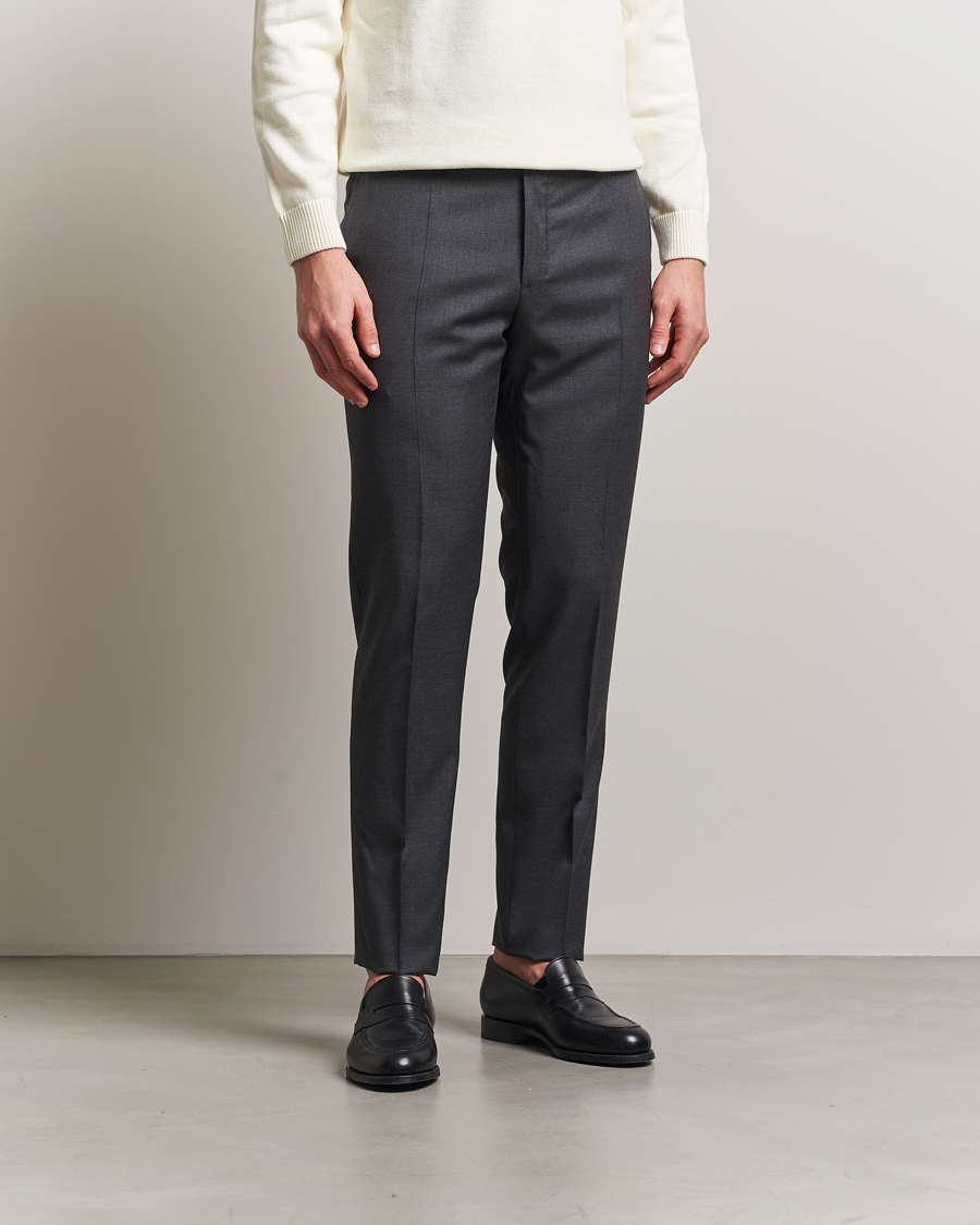 Men | Trousers | Incotex | Slim Fit Super 100s Wool Trousers Medium Grey