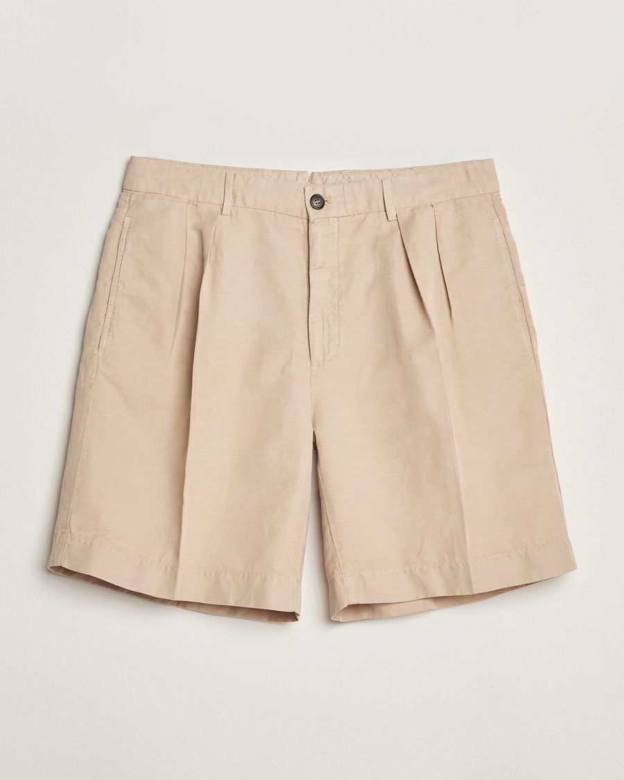 Men | Shorts | Incotex | Pleated Chinolino Shorts Beige