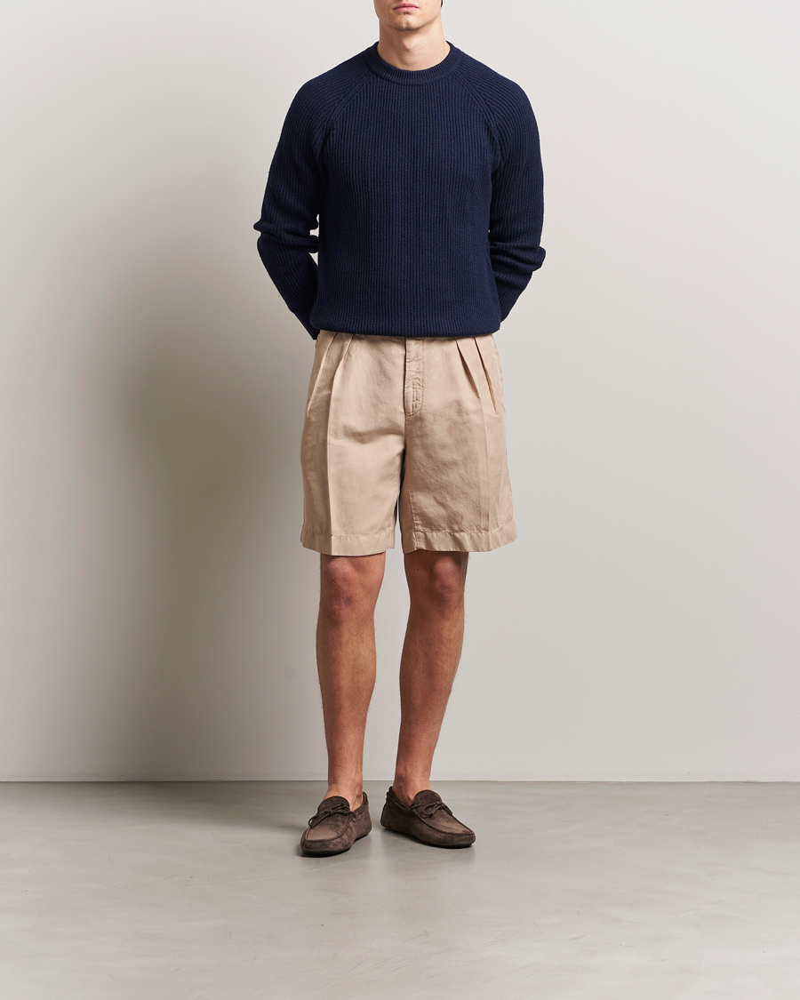 Men | Shorts | Incotex | Pleated Chinolino Shorts Beige