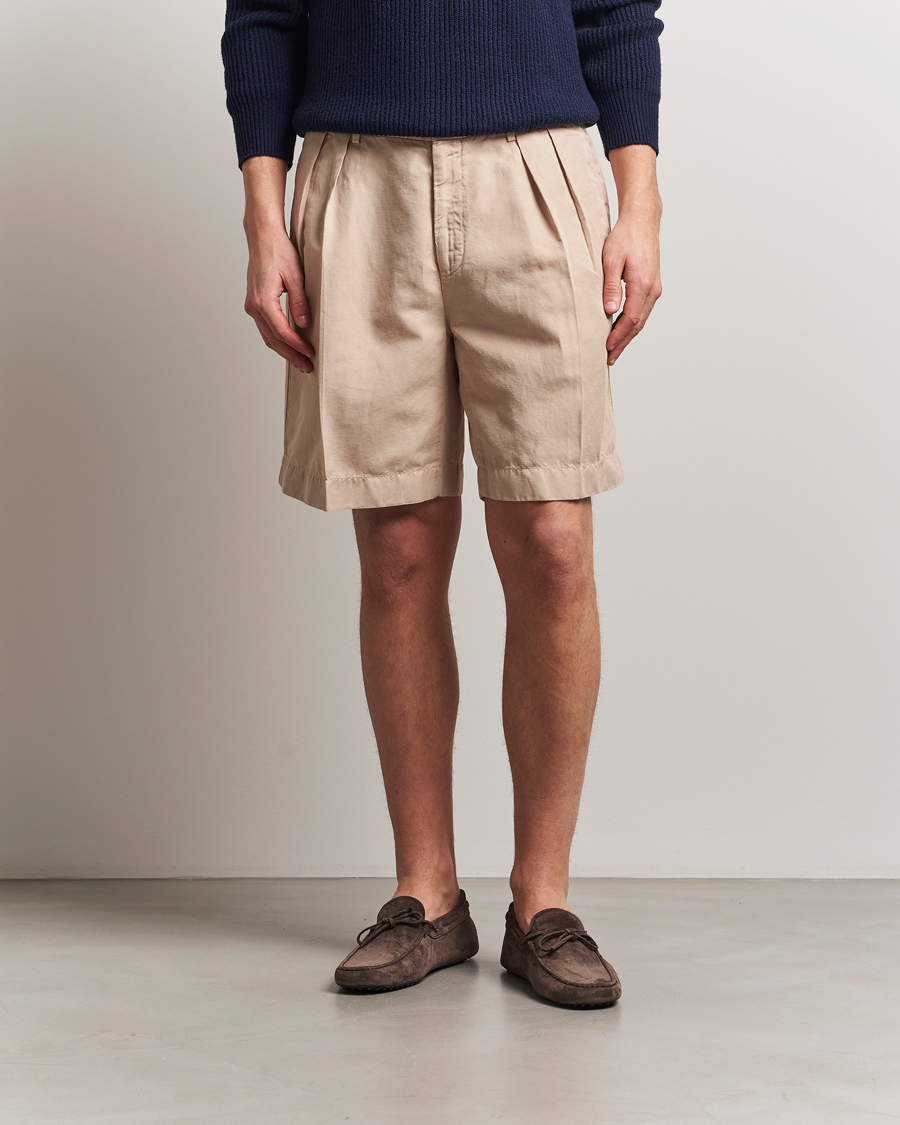 Men | Shorts | Incotex | Pleated Chinolino Shorts Beige