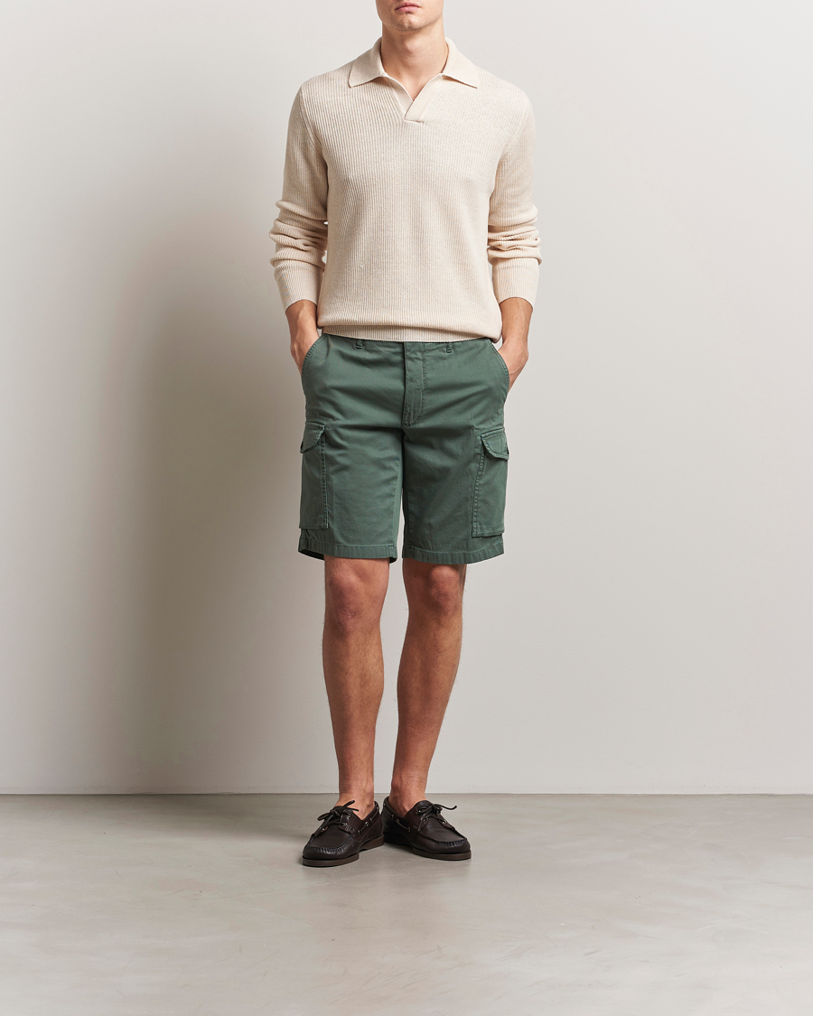 Men | Shorts | Incotex | Cotton Cargo Shorts Bottle Green