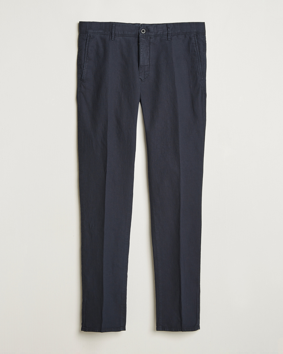 Men | Trousers | Incotex | Slim Fit Basket Weave Cotton Slacks Navy