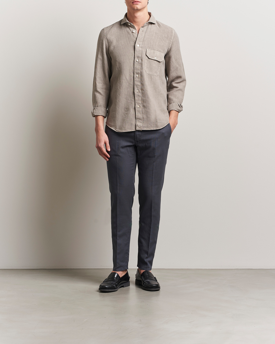 Men | Trousers | Incotex | Slim Fit Basket Weave Cotton Slacks Dark Grey