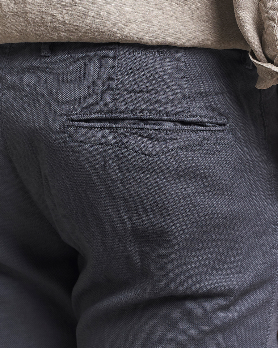 Men | Trousers | Incotex | Slim Fit Basket Weave Cotton Slacks Dark Grey