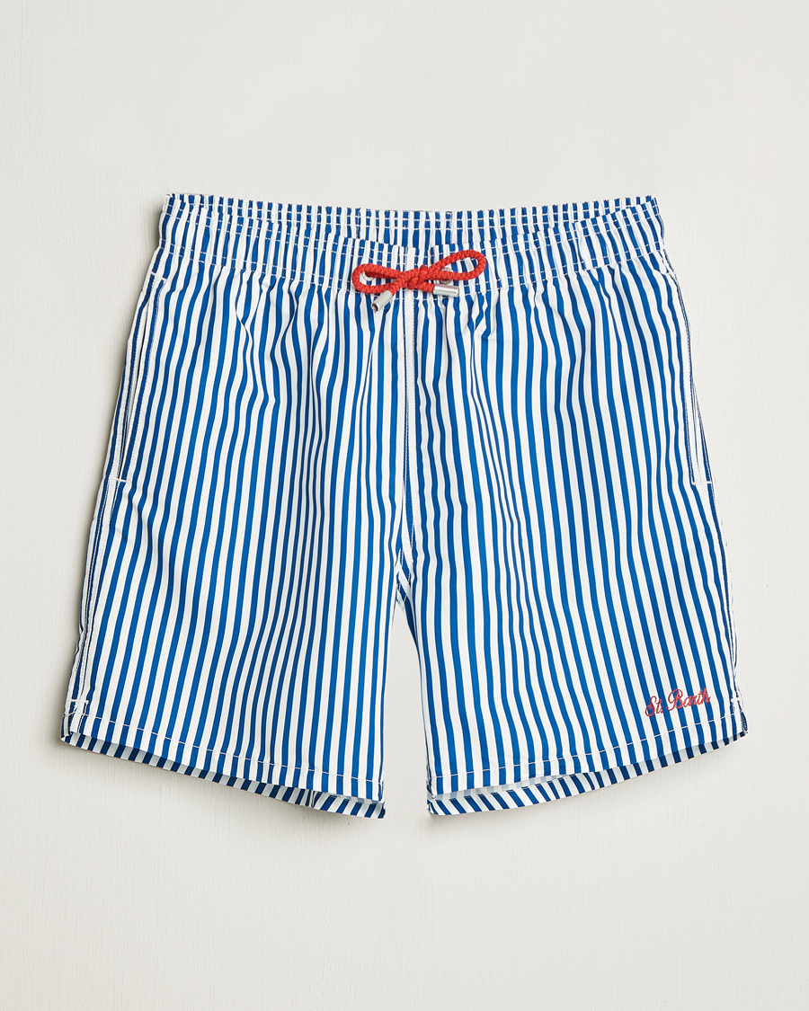 Men | Swimwear | MC2 Saint Barth | Printed Nylon Swim Shorts Dark Blue Stripes