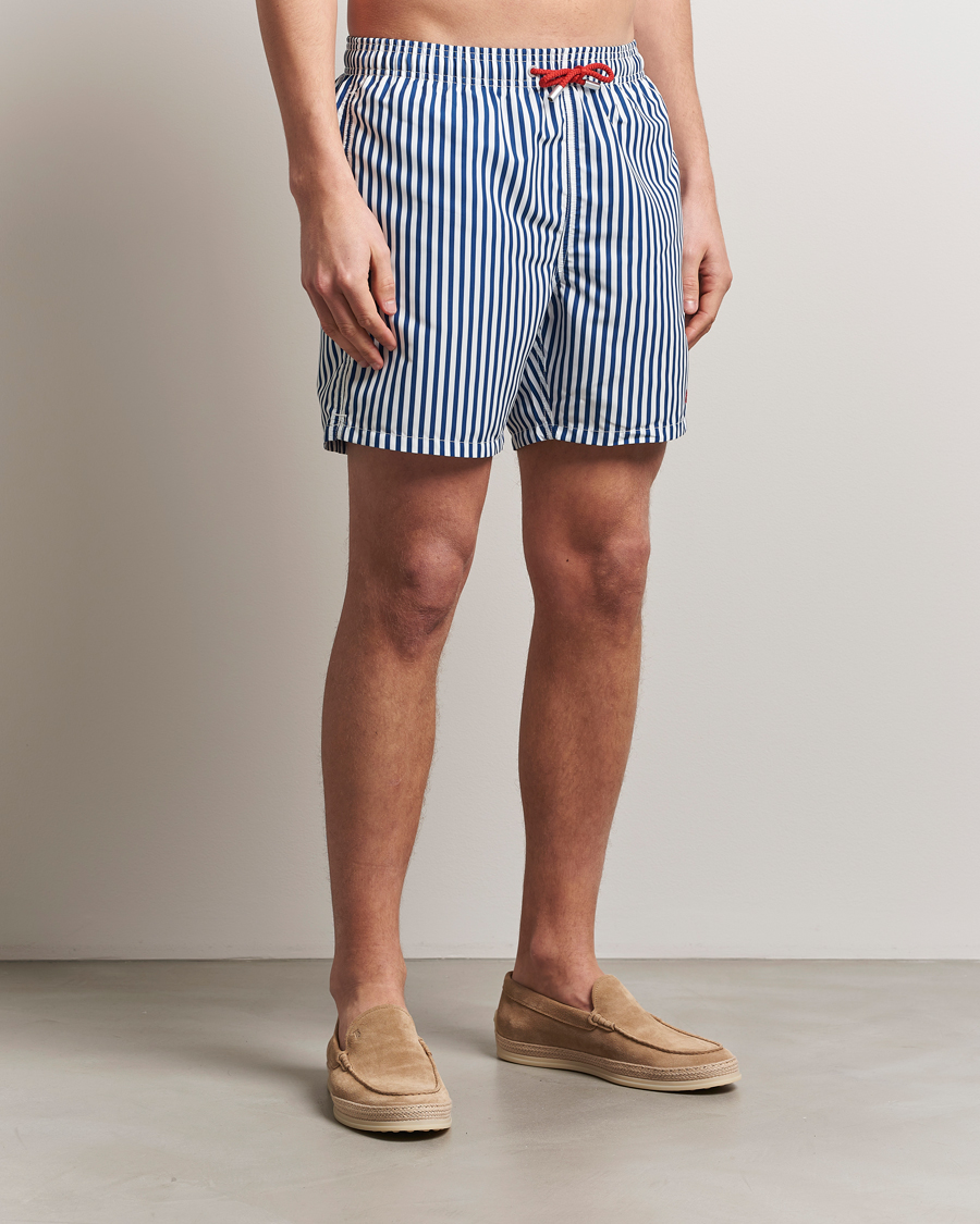Men | Swimwear | MC2 Saint Barth | Printed Nylon Swim Shorts Dark Blue Stripes