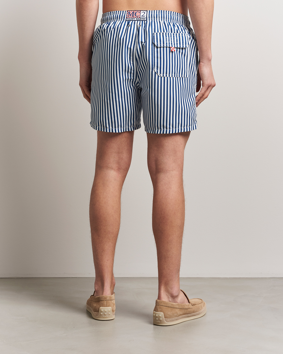 Men | Swimwear | MC2 Saint Barth | Printed Nylon Swim Shorts Dark Blue Stripes