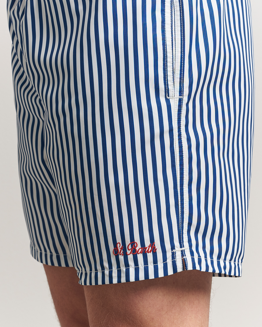 Men | Swimwear | MC2 Saint Barth | Printed Nylon Swim Shorts Dark Blue Stripes