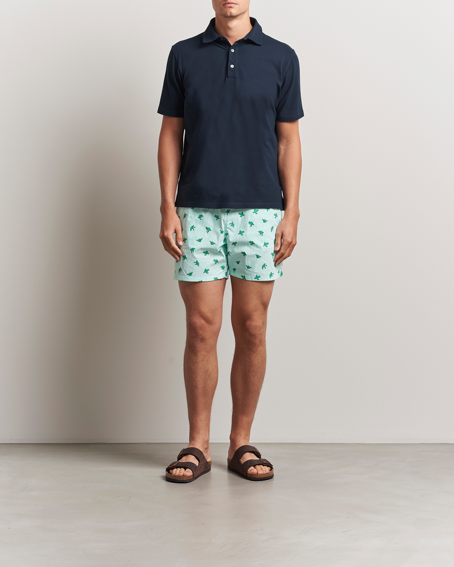 Men | Swimwear | MC2 Saint Barth | Printed Nylon Swim Shorts Green Turtle Stripes