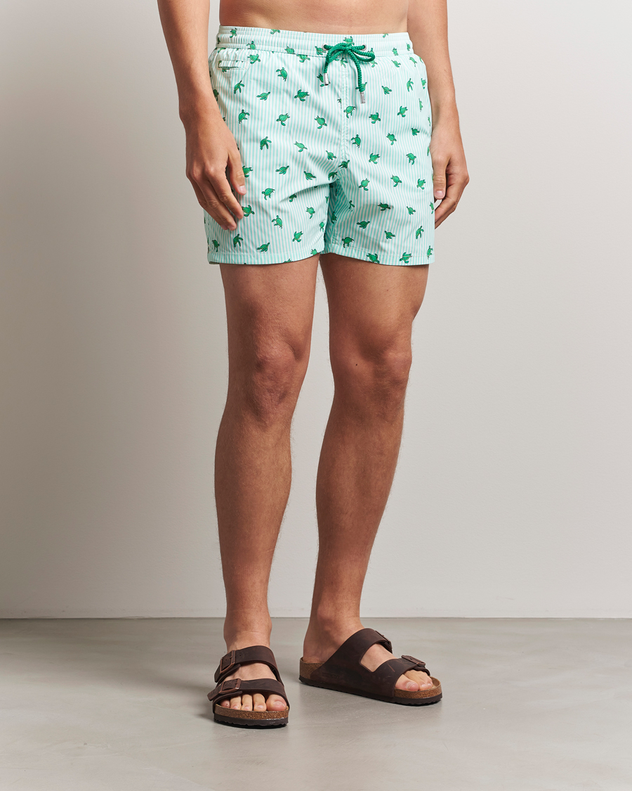 Men | Swimwear | MC2 Saint Barth | Printed Nylon Swim Shorts Green Turtle Stripes