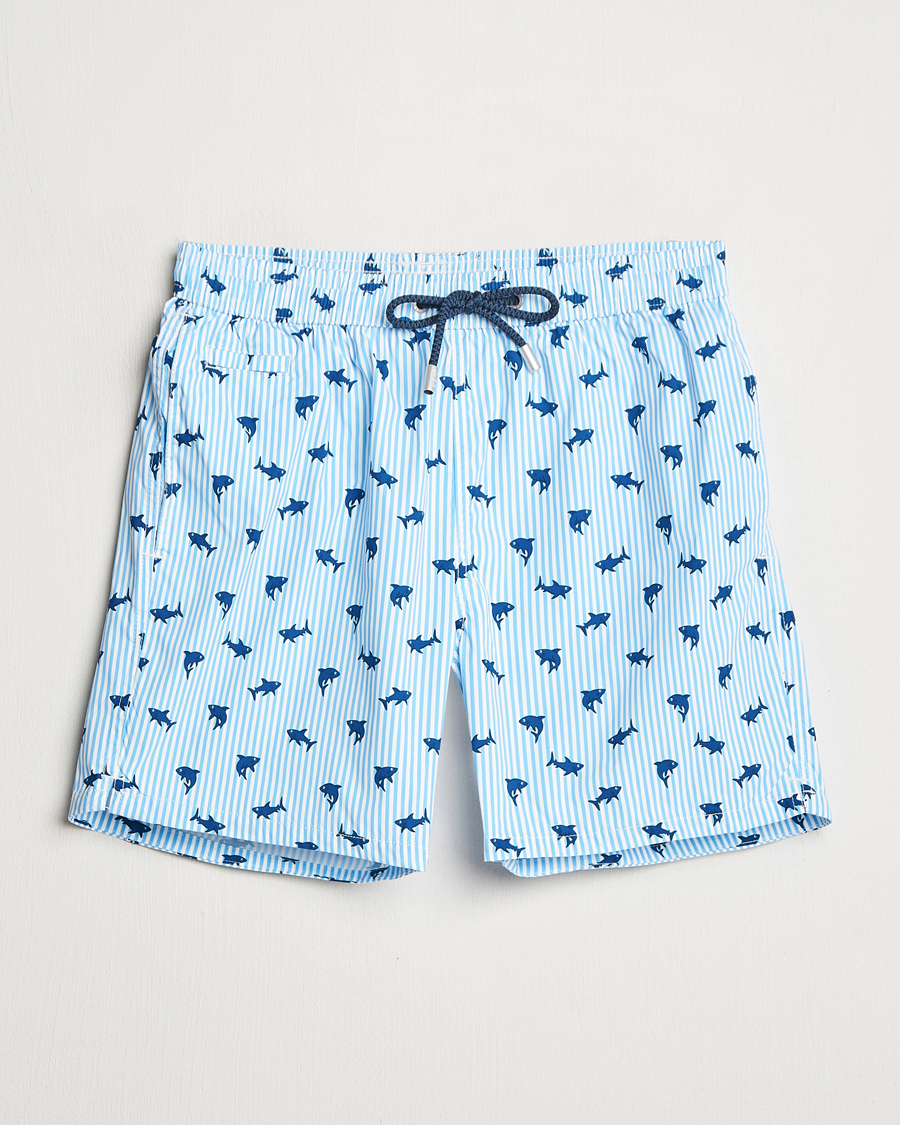 Men | Swimwear | MC2 Saint Barth | Printed Swim Shorts Blue Shark Trouble Stripes