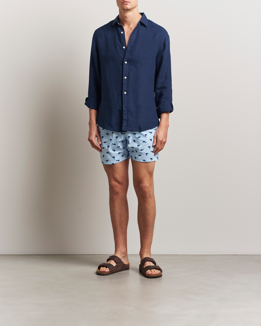 Men | Swimwear | MC2 Saint Barth | Printed Swim Shorts Blue Shark Trouble Stripes